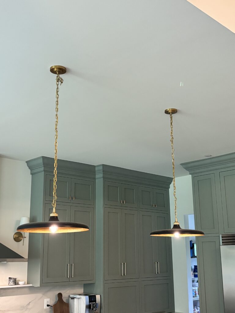 Visual Comfort Piatto Medium Pendants installed