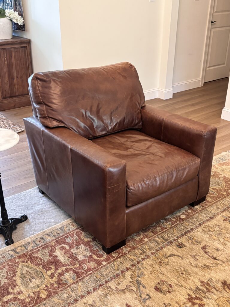 Pottery Barn Turner Square Arm Leather Chairs scored on Facebook Marketplace